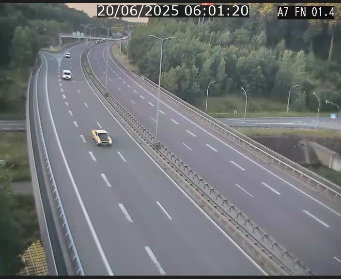 Caméra autoroute Luxembourg A7 - Tunnel Stafelter - direction Echangeur Grünewald