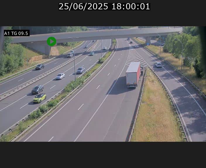 Traffic live webcam Luxembourg Jonction Grünewald - A1 direction Luxembourg-ville - BK 9.5