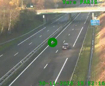 Caméra routière sur l'autoroute A20 au nord de Limoges, à la jonction avec la N520. Vue orientée vers Paris