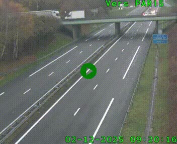Caméra routière sur l'autoroute A20 au nord de Limoges, à la jonction avec la N520. Vue orientée vers Paris