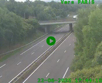 Caméra routière sur l'autoroute A20 au nord de Limoges, à la jonction avec la N520. Vue orientée vers Paris