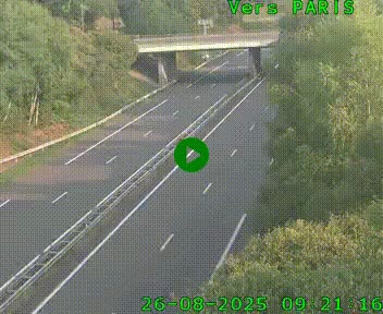 Caméra routière sur l'autoroute A20 au nord de Limoges, à la jonction avec la N520. Vue orientée vers Paris