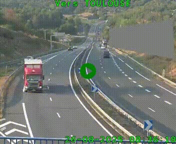 Caméra routière sur l'autoroute A20 à Noailles, en périphérie de Brive-la-Gaillarde. Vue orientée vers Toulouse