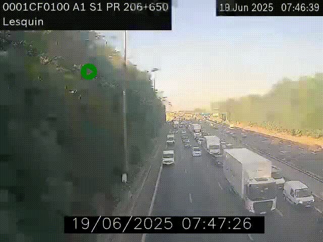 Webcam autoroute A1 à hauteur de Lesquin. Vue orientée vers Lille