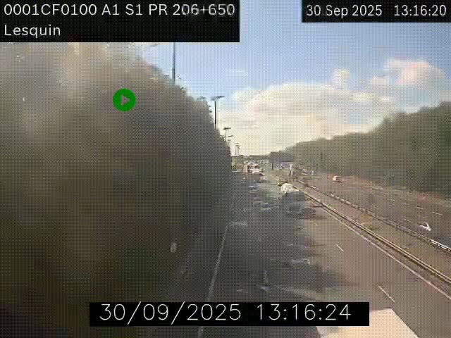 Webcam autoroute A1 à hauteur de Lesquin. Vue orientée vers Lille