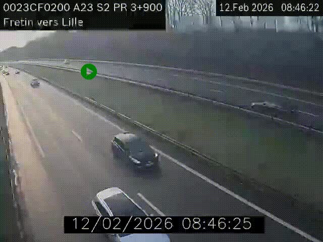 Webcam autoroute A23 à hauteur de Fretin. Vue orientée vers Lille