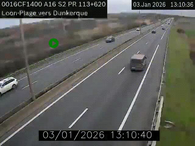 Webcam autoroute A16 à hauteur de Loon-Plage. Vue orientée vers Dunkerque et la Belgique.