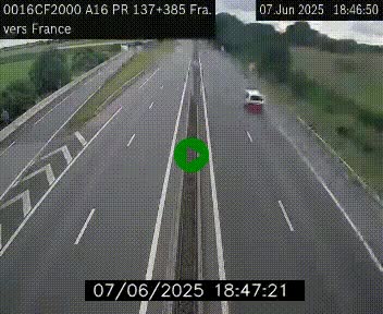 Webcam à la frontière franco-belge au niveau de Bray-Dunes/De-Panne sur l'autoroute A16. Vue orientée vers Calais