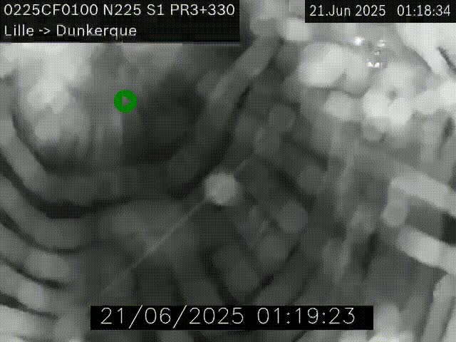 Webcam autoroute A25 (N225) à hauteur de Bergues (Bierne). Vue orientée vers Dunkerque.