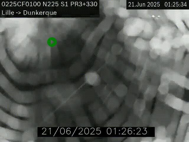 Webcam autoroute A25 (N225) à hauteur de Bergues (Bierne). Vue orientée vers Dunkerque.