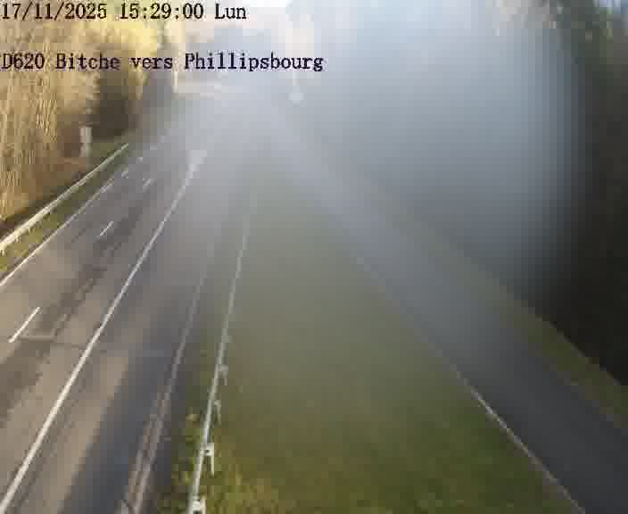 Webcam sur la D620, sur le contournement de Bitche. Vue orientée vers Philippsbourg