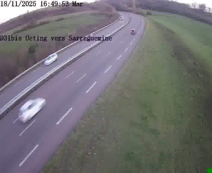 Webcam installée le long de D31bis (France) à Oeting, pointée vers Sarreguemines, utile pour suivre précisément les conditions de trafic.