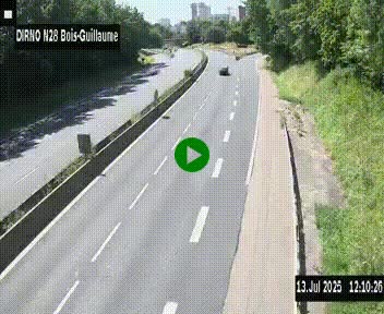 Webcam routière à hauteur de Bois-Guillaume en périphérie de Rouen. Vue orientée vers Rouen