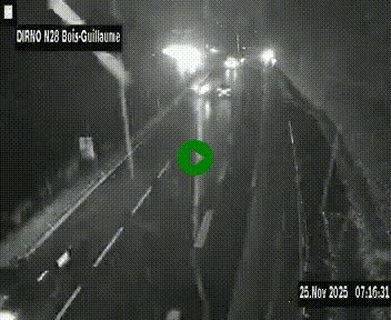 Webcam routière à hauteur de Bois-Guillaume en périphérie de Rouen. Vue orientée vers Rouen