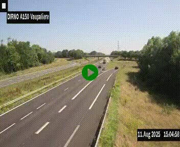 Webcam autoroute A150 à hauteur de La Vaupalière en périphérie de Rouen. Vue orientée vers Rouen