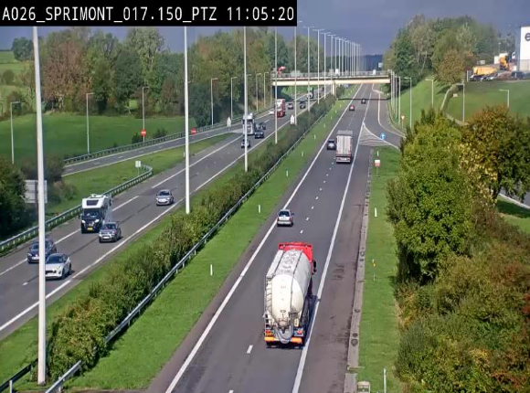 Webcam A26 (E25) à Sprimont, sur l'autoroute entre Liège et Arlon. Vue orientée vers le Luxembourg