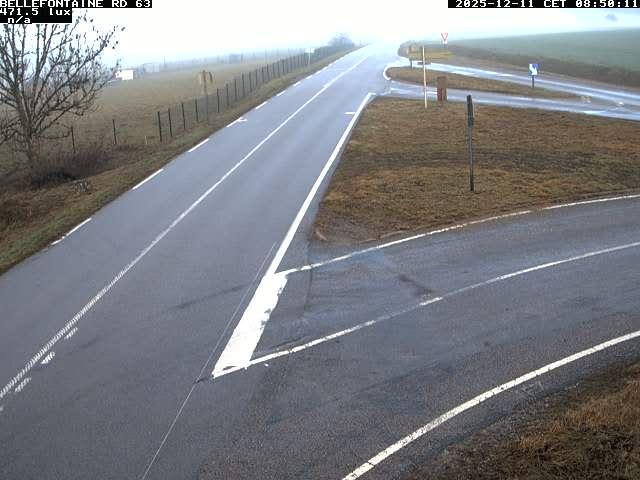 Webcam à Bellefontaine dans les Vosges à 552 mètres d'altitude sur la D63, à la jonction avec la D20A