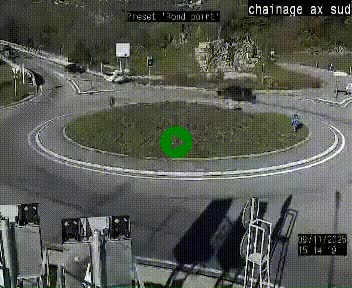 Webcam au nord d'Ax-les-Thermes au niveau de l'aire de chaînage de la N20. Vue orientée vers les Pyrénées, en direction de Pas de la Case