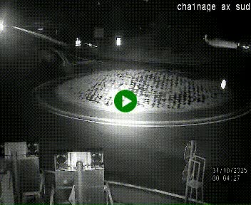 Webcam au nord d'Ax-les-Thermes au niveau de l'aire de chaînage de la N20. Vue orientée vers les Pyrénées, en direction de Pas de la Case