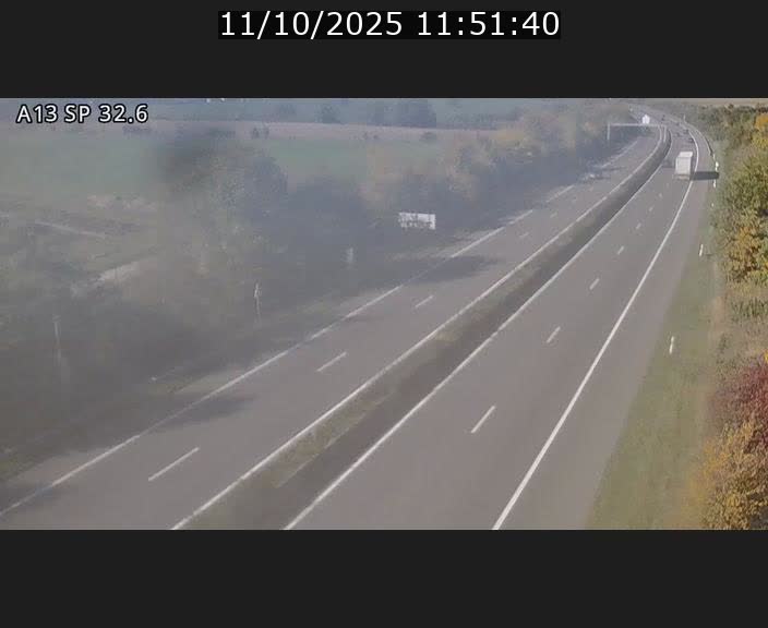 Webcam info trafic A13 à hauteur de Mondorf-les-bains. Vue orientée vers Altwies