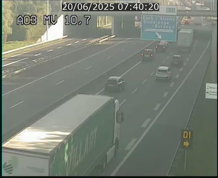 Traffic live webcam Luxembourg Croix de Bettembourg - A3 - BK 10.7 - direction France