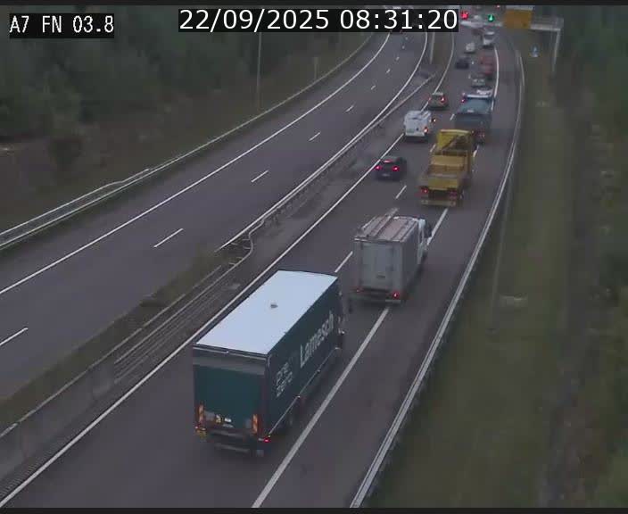 Caméra autoroute Luxembourg A7 - Passage à gibier Rëngelbour - direction Tunnel Stafelter