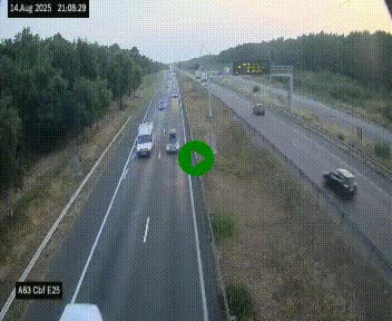 Webcam autoroute A63 en périphérie de Bordeaux au sud-est de la ville, en provenance du bassin d'Arcachon. Vue orientée vers Bordeaux