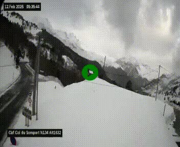 Webcam au col du Somport, côté français, sur la N134, dans les Pyrénées, en direction de l'Espagne, à 1632 mètres d'altitude