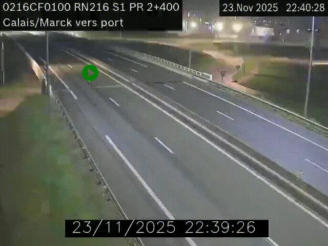 Webcam à Calais sur A216 (N216) en direction du port (harbour) de Calais.