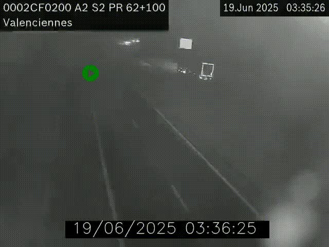 Webcam autoroute A2 à Valenciennes. Vue orientée vers Maubeuge et Mons (Belgique)