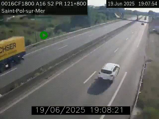 Webcam autoroute A16 à proximité de Dunkerque, à hauteur de la sortie Saint-Pol-sur-Mer. Vue orientée vers Calais
