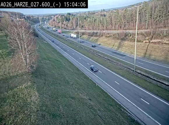 Webcam E25/A26 à Aywalle, à hauteur de la sortie Harzé. Vue orientée vers liège