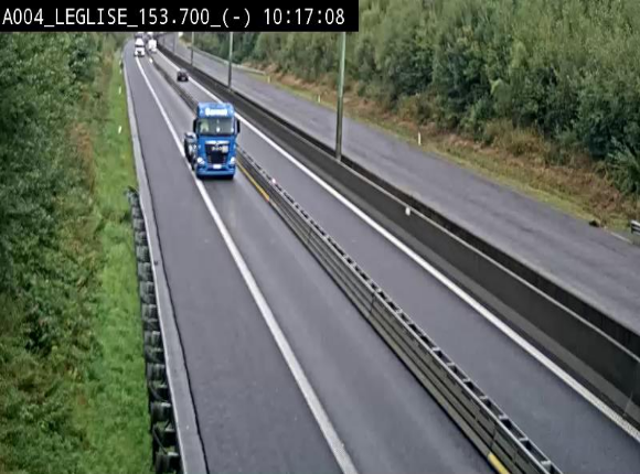 Webcam autoroute A4 (E411-E25) à Léglise, avant la jonction avec la N40. Vue orientée vers Bruxelles