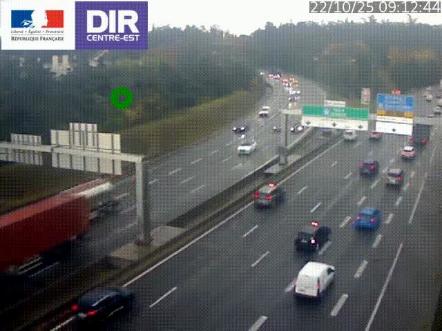 Caméra de circulation routière sur le boulevard périphérique Laurent Bonnevay de Lyon (D383) à hauteur de Bron, avant la jonction avec l'A43. Vue orientée vers l'échangeur