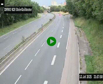 Webcam routière à hauteur de Bois-Guillaume en périphérie de Rouen. Vue orientée vers Rouen