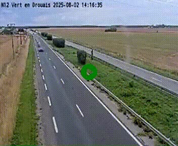 Webcam à hauteur de Vert-en-Drouais sur la N12, en périphérie de Dreux. Vue orientée vers Alençon
