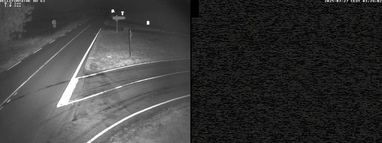 Webcam à Bellefontaine dans les Vosges à 552 mètres d'altitude sur la D63, à la jonction avec la D20A