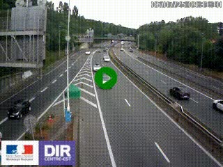 Caméra autoroute sur A6 - Valvert, près de Lyon, en direction de Paris, à hauteur de la sortie 36 Porte du Valvert
