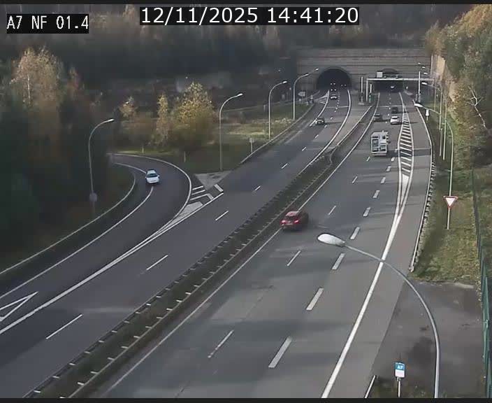 Caméra autoroute Luxembourg A7 - Echangeur Waldhaff - direction Tunnel Stafelter