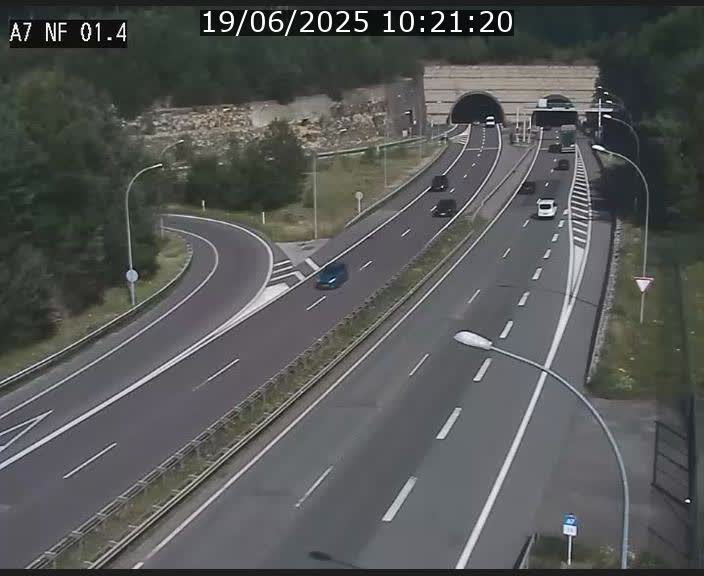 Caméra autoroute Luxembourg A7 - Echangeur Waldhaff - direction Tunnel Stafelter