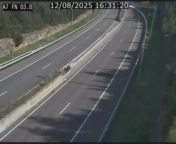 Caméra autoroute Luxembourg A7 - Passage à gibier Rëngelbour - direction Tunnel Stafelter