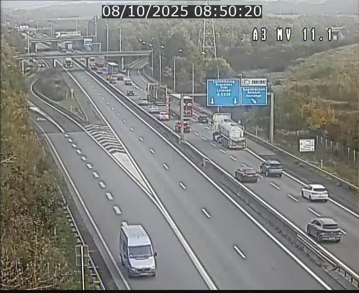 Traffic live webcam Luxembourg Croix de Bettembourg A3 - BK 11.1 - direction Luxembourg-ville