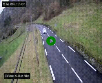 Webcam dans les Pyrénées Atlantique au niveau du col d'Urdos et du fort du Pourtalet sur la N134, en direction du Col et du tunnel du Somport, à 765 mètres d'altitude
