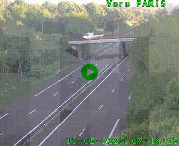 Caméra routière sur l'autoroute A20 au nord de Limoges, à la jonction avec la N520. Vue orientée vers Paris