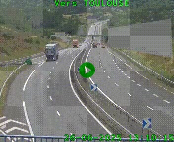 Caméra routière sur l'autoroute A20 à Noailles, en périphérie de Brive-la-Gaillarde. Vue orientée vers Toulouse