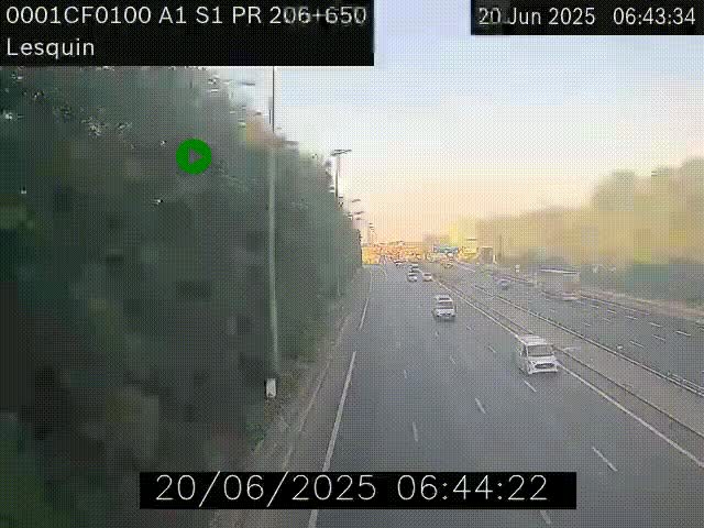 Webcam autoroute A1 à hauteur de Lesquin. Vue orientée vers Lille