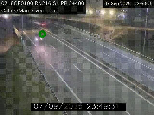 Webcam à Calais sur A216 (N216) en direction du port (harbour) de Calais.