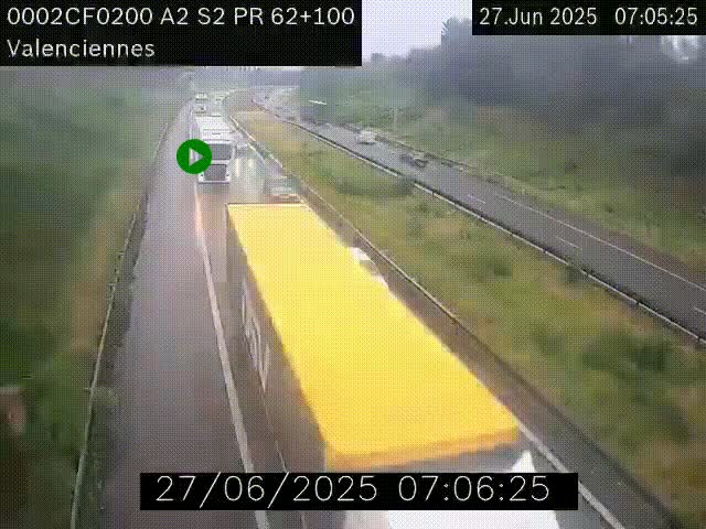 Webcam autoroute A2 à Valenciennes. Vue orientée vers Maubeuge et Mons (Belgique)