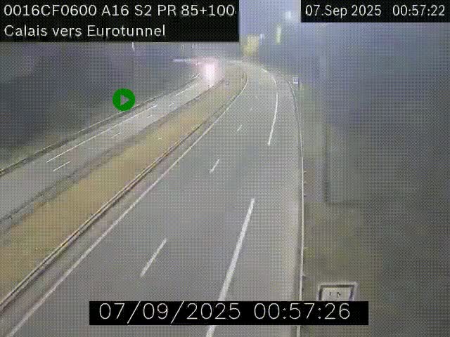 Webcam A16 à Calais en direction du Tunnel sous la Manche (Eurotunnel)