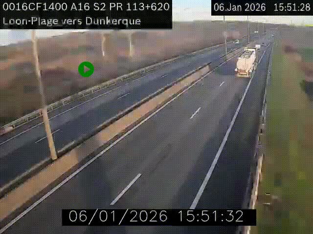 Webcam autoroute A16 à hauteur de Loon-Plage. Vue orientée vers Dunkerque et la Belgique.